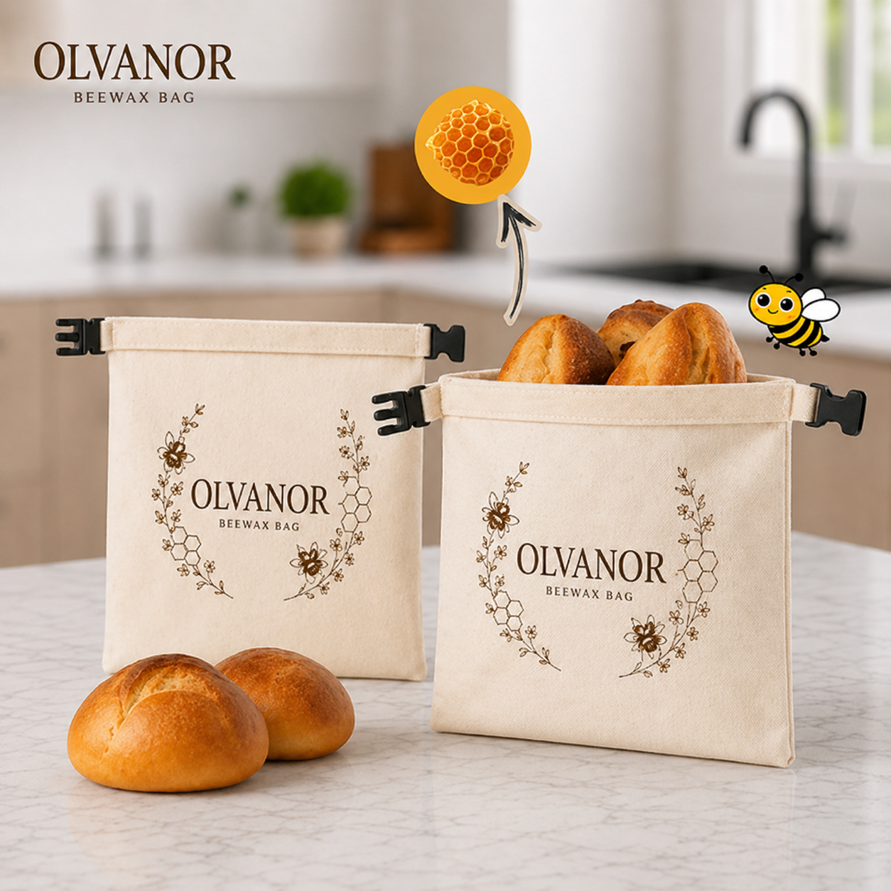 Mini-Bienenwachs-Brotbeutel (20 × 20 cm)