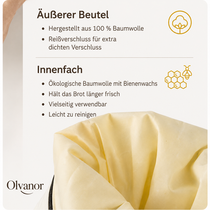 Bio-Bienenwachs-Brotbeutel – 100 % Baumwolle