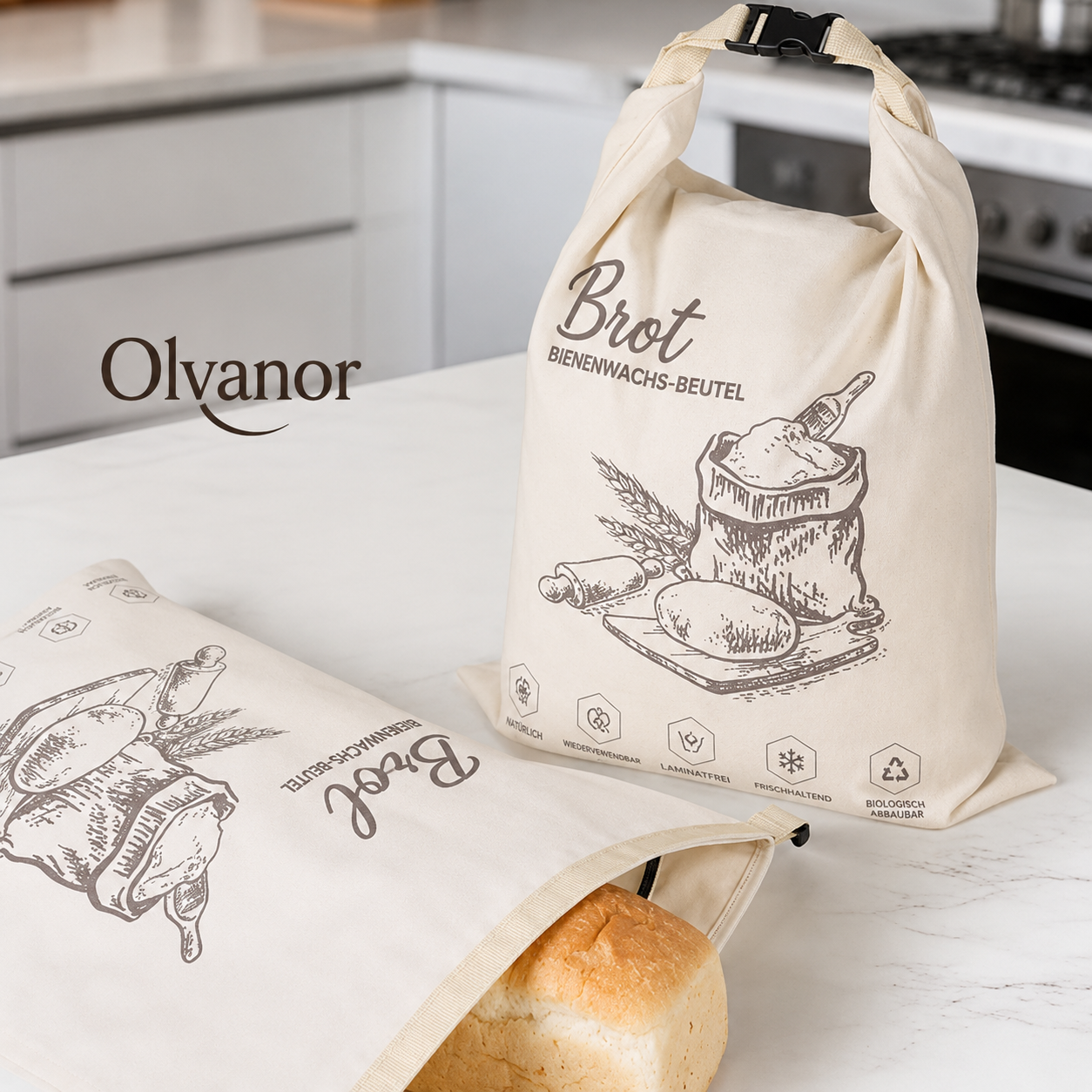 Bio-Bienenwachs-Brotbeutel – 100 % Baumwolle