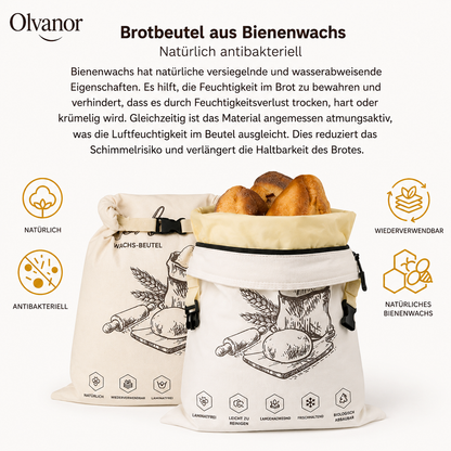 Bio-Bienenwachs-Brotbeutel – 100 % Baumwolle