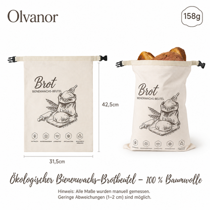 Bio-Bienenwachs-Brotbeutel – 100 % Baumwolle