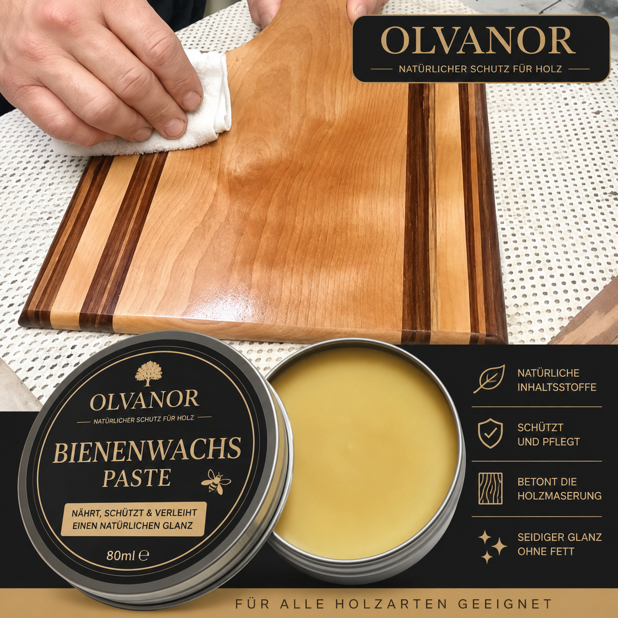 Bienenwachspaste – Tiefenwirksamer Schutz für Holz (80g)