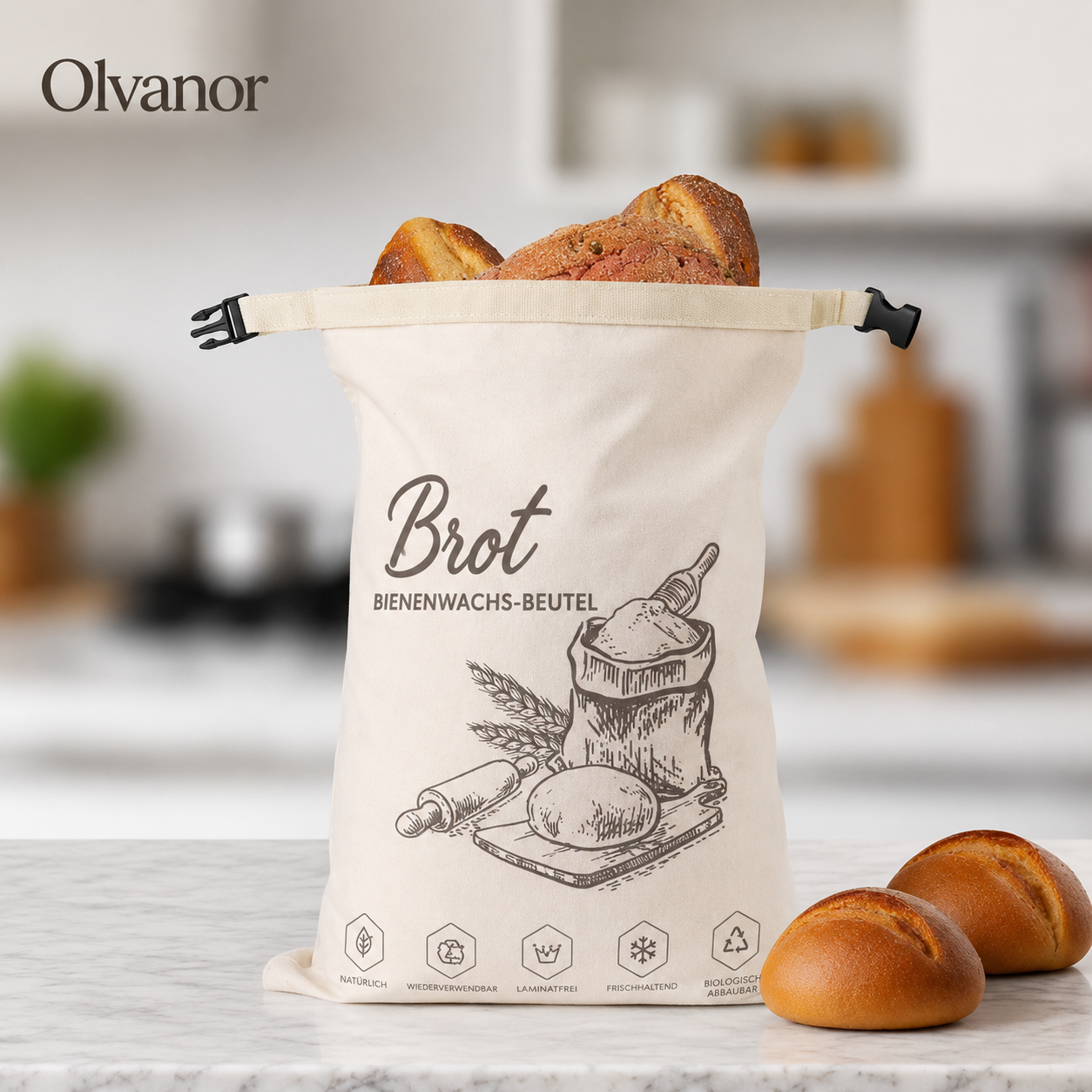 Bio-Bienenwachs-Brotbeutel – 100 % Baumwolle